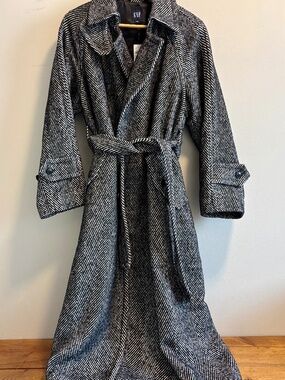 GAP Double Breasted Herringbone Trench Coat Women’s Size Small